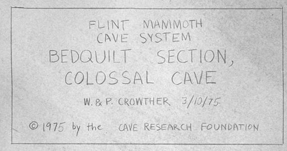 Image of the title box of the survey map for the Bedquilt Cave section
						of Colossal Cave